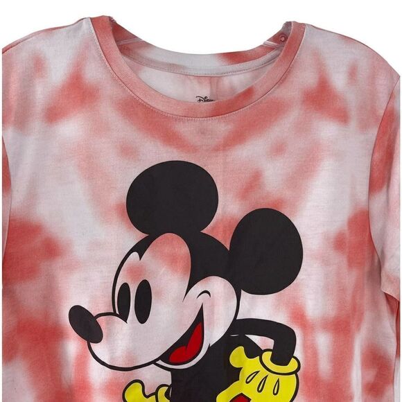Disney Mickey Mouse Tie Dye T-Shirt Red Juniors XXL Short Sleeve Graphic Tee - Picture 3 of 6
